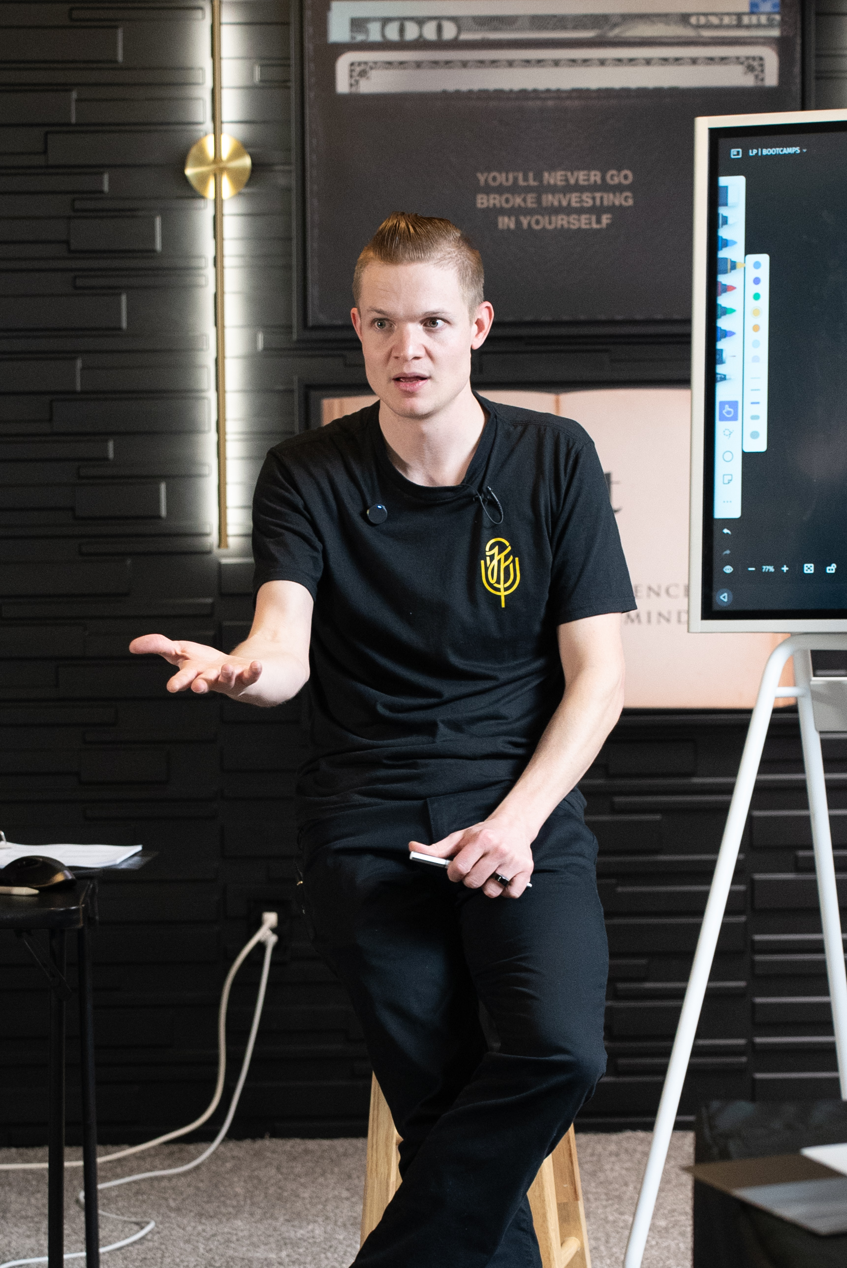 Josh Forti speaking at an event